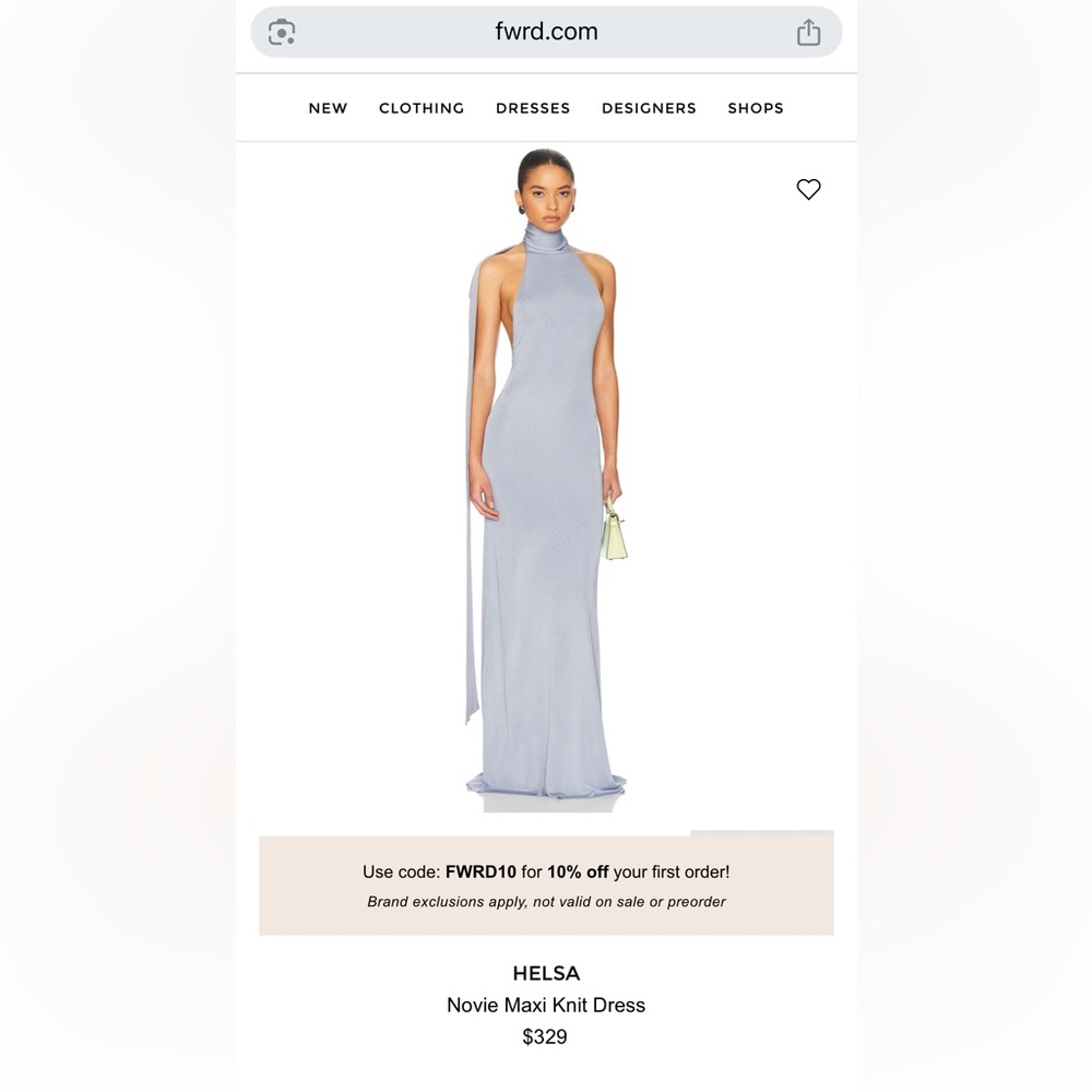 Helsa Novie Backless Light Blue Maxi Dress